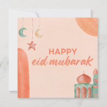 Lycklig Eid Mubarak Watercolor Mosque