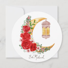 Lycklig Eid Ro-Blommigten Den islamiska Lantern Julkort