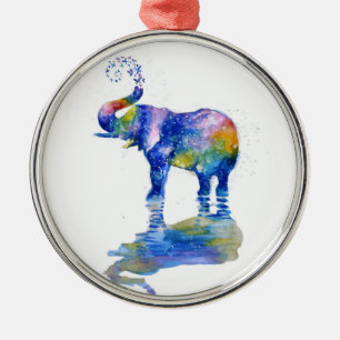 Lycklig elefant julgransprydnad metall