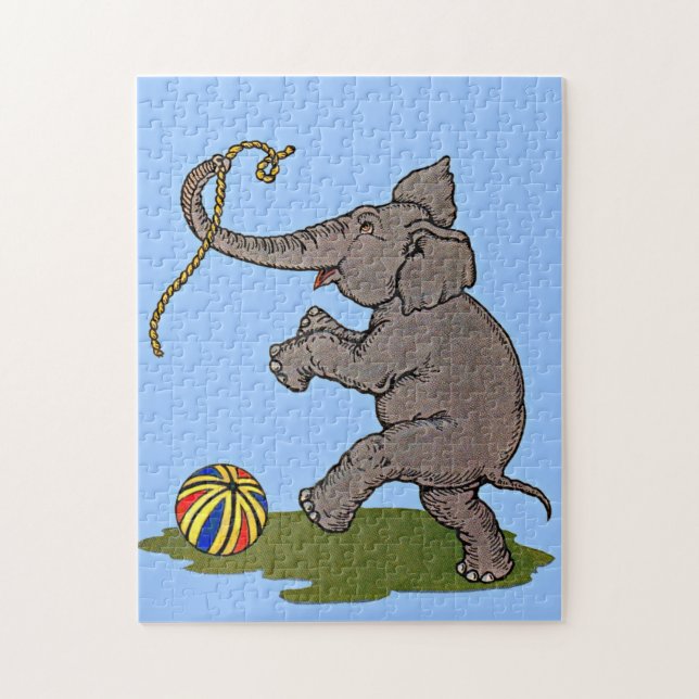lycklig elefant leker med rep och boll pussel (Vertikal)