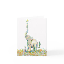 Lycklig elefant - notera kortet - 4" x 5,6",