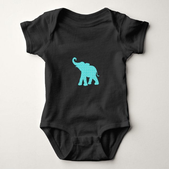 Lycklig Elephant-Art Grönt Mönster Cute T Shirt (Framsida)