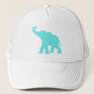 Lycklig Elephant-Art Grönt Mönster Modern Keps