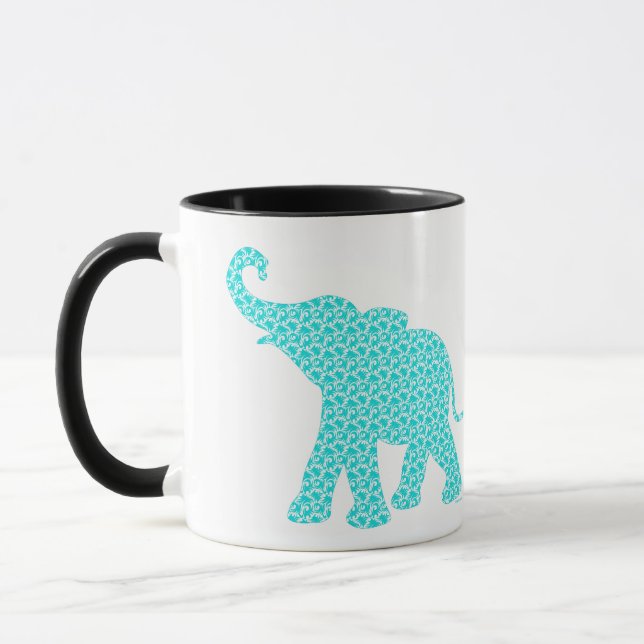 Lycklig Elephant-Art Grönt Mönster Modern Mugg (Vänster)