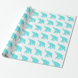 Lycklig Elephant Art Turcos Mönster Cute Presentpapper
