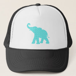 Lycklig Elephant Art Turquise Mönster Modern Keps