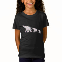 Lycklig Elephant-Family Fantastisk Unik Rosa T-Shi