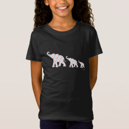 Lycklig Elephant-Family Fantastisk Unik Rosa T-Shi T Shirt