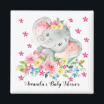 Lycklig Elephant Flicka Shower Favor Magnet<br><div class="desc">Cute lycklig elefantmagnet för en flickdusch. Ändra bakgrunden genom att klicka på Anpassa och använda vår färg-väljare! Matchande artiklar i vår butik.</div>