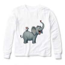 Lycklig Elephant & Little Mouse - Cute Kids T-Shir