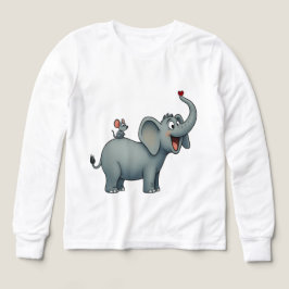 Lycklig Elephant & Little Mouse - Cute Kids T-Shir T Shirt