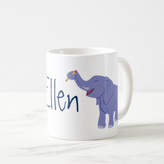 Lycklig Elephant (Personalize) Kaffemugg (Framsida höger)