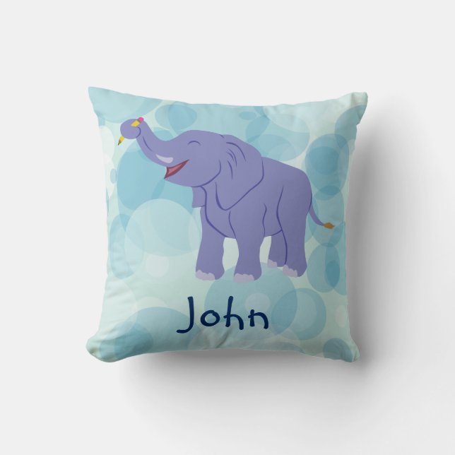 Lycklig Elephant (Personalize) Kudde (Framsida)