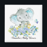 Lycklig Elephant Pojke Shower Favor Magnet<br><div class="desc">Cute lycklig elephant-magnet för en pojkbabydusch. Ändra bakgrunden genom att klicka på Anpassa och använda vår färg-väljare! Matchande artiklar i vår butik.</div>