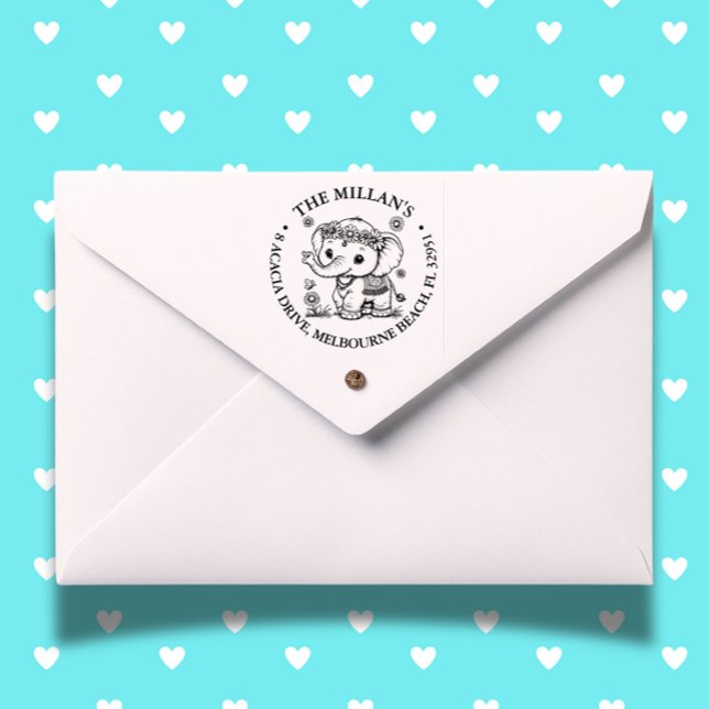 Lycklig Elephant-tema Självfärgande Stämpel (Personalize invitations and favors easily—order yours today!)
