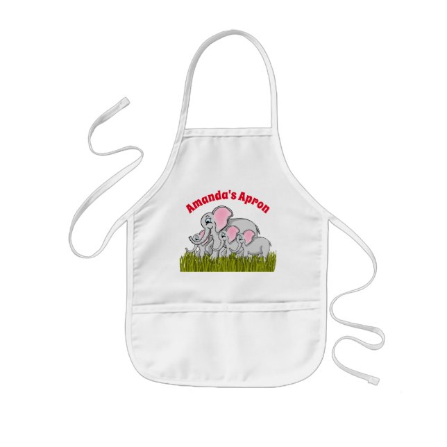 Lycklig Elephants Children's Apron Barnförkläde (Framsidan)
