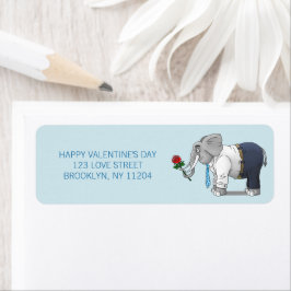 Lycklig Elephants Valentines day Returadress Etikett