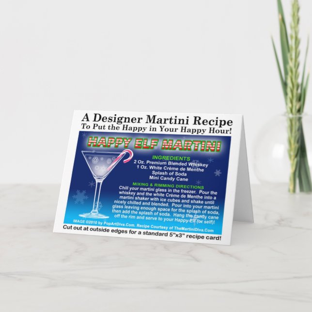 LYCKLIG ELF MINT CHRISTMAS COCKTAIL RECIPIPCard Helgkort (Framsida)