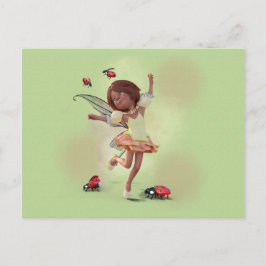 Lycklig Elf och Ladybug Vykort
