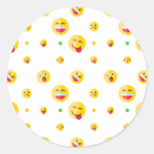 Lycklig Emoji Mönster Round Sticker Runt Klistermärke