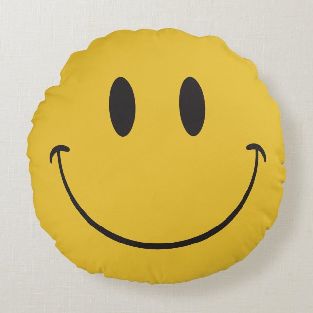 lycklig emoji rund kudde (Framsidan)