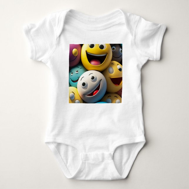 Lycklig Emojis Party - Bodykosten Baby T Shirt (Framsida)