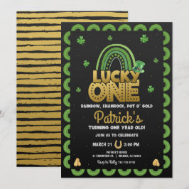 Lycklig en första födelsedagsinbjudan St Patty's D Inbjudningar
