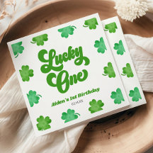 Lycklig En Grön Shamrock Klöver 1-års Födelsedagsf
