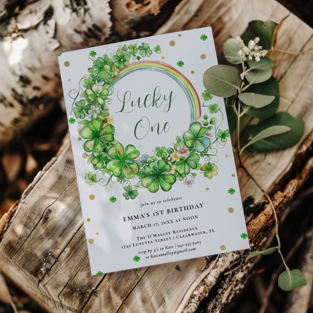 Lycklig En | St. Patrick's Day 1-årsdag Inbjudningar (Skapare uppladdad)