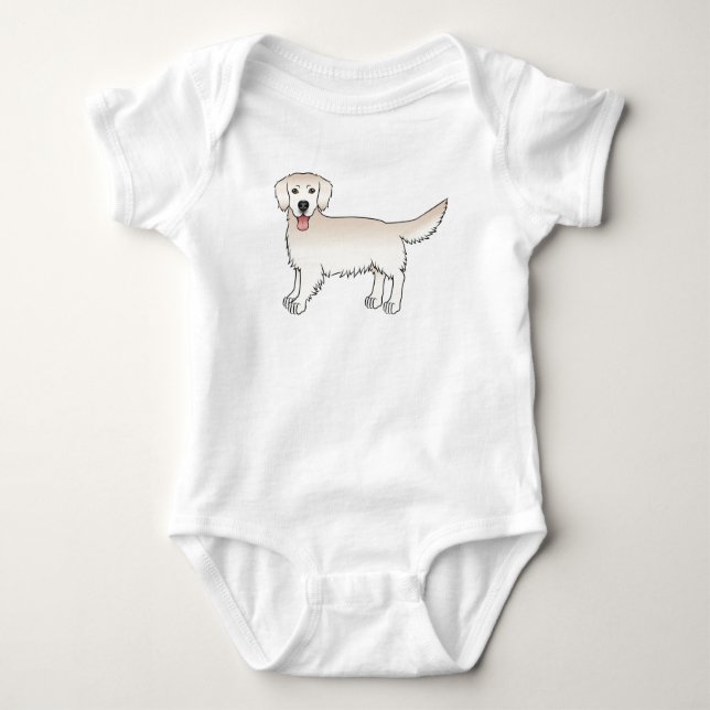 Lycklig Engelska Cream Golden Retriever Tecknad hu T Shirt (Framsida)