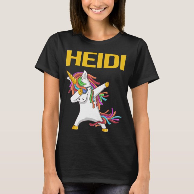 Lycklig Enhörning - Heidi Namn T Shirt (Framsida)
