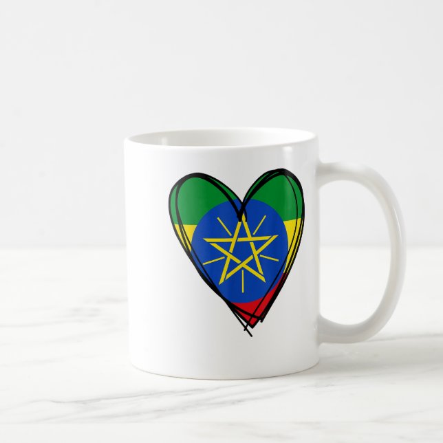 Lycklig Enkuh etioa Flagga Heart-grafik etioisk pr Kaffemugg (Höger)