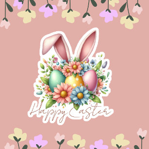 Lycklig Ester Blessings Rosa Bunny Öron Cute Klistermärken