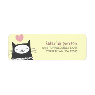 Lycklig etikett för Kawaii kattreturadress Returadress Etikett
