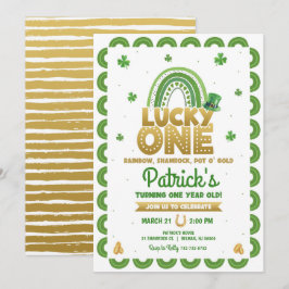 Lycklig etta St. Patrick's Day Första födelsedagen Inbjudningar