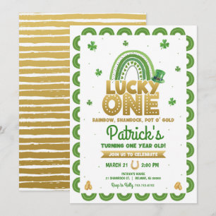 Lycklig etta St. Patrick's Day Första födelsedagen Inbjudningar