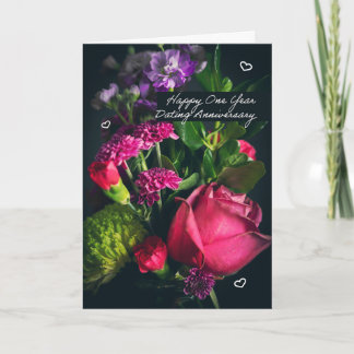 Lycklig Ettårsjubileum För Dejting Romantik Blomm Helgkort