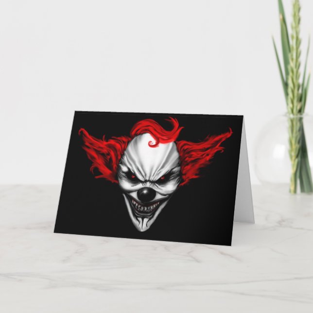 Lycklig Evil Clown Red Hair Kort (Framsida)