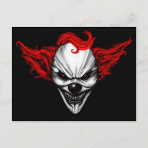 Lycklig Evil Clown Red Hair Vykort