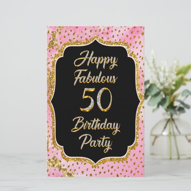 Lycklig Fabulous 50:e födelsedagsinbjudan Party Brevpapper (Stående Fram)