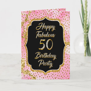 Lycklig Fabulous 50:e födelsedagsinbjudan Party Inbjudan