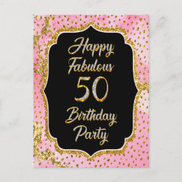 Lycklig Fabulous 50:e födelsedagsinbjudan Party Inbjudan Vykort