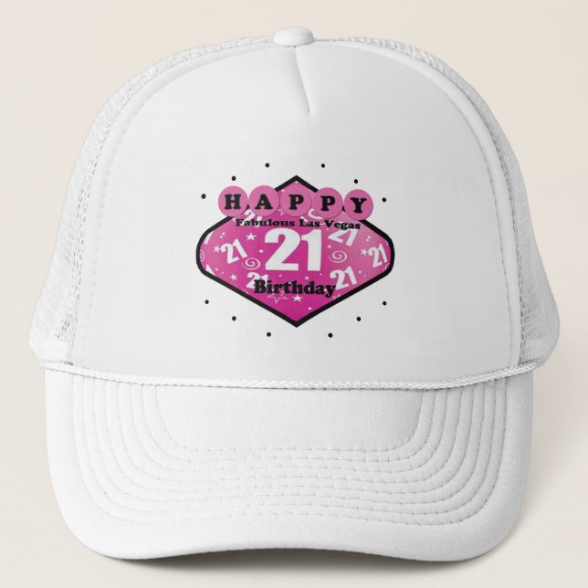LYCKLIG FABULOUS LAS VEGAS 21:E BIRTHDAY HAT TRUCKERKEPS (Framsida)