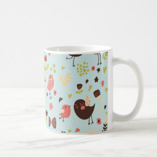 Lycklig Fåglar i Fält Flowers Kaffemugg