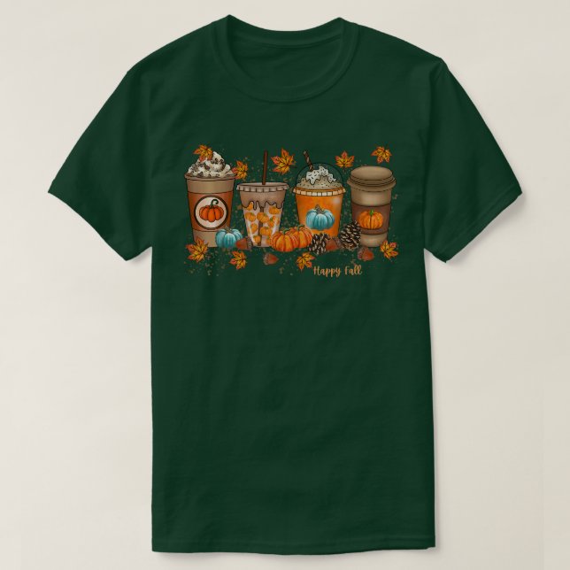 Lycklig Fall Coffee T Shirt (Design framsida)