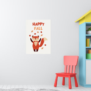 Lycklig Fall Cute Fox Poster