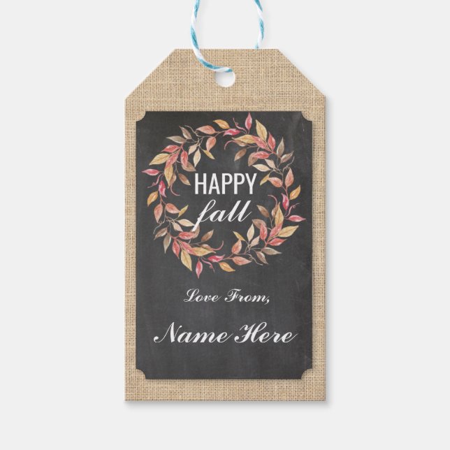 Lycklig Fall Harvest Festival Gift Märkre Chalk Mä Presentetikett (Framsidan)