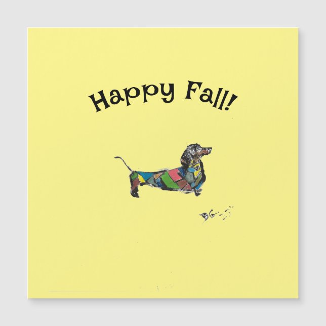 Lycklig Fall! Magnetiskt kort med Dachshund (Framsida)