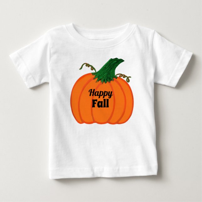 Lycklig Fall Orange Pumpkin T Shirt (Framsida)
