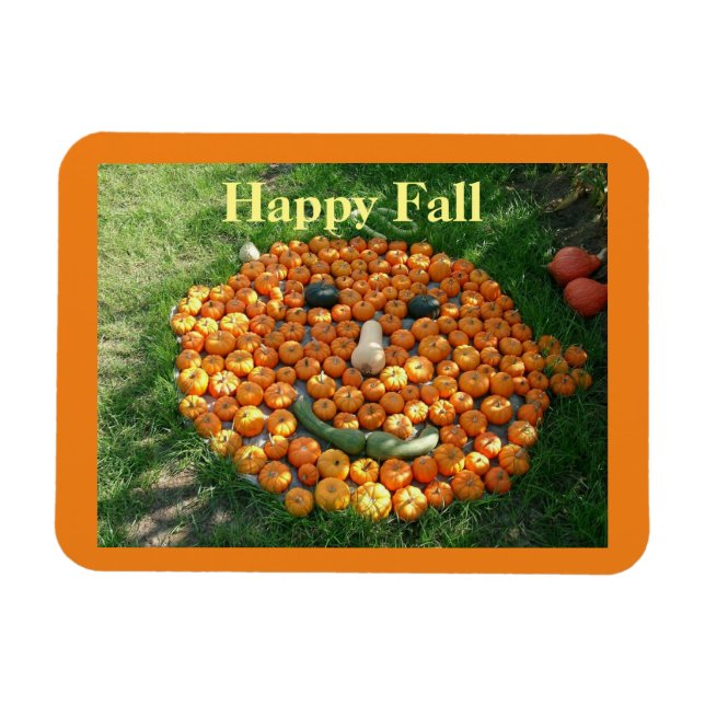 Lycklig Fall Pumpkin Ansikte Magnet (Horisontell)